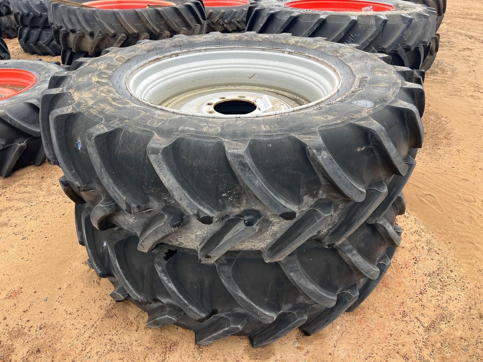 (2) 460/85R38 TIRES W/8 LUG RIMS